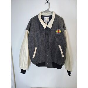 Vtg Street Scene Equipment Varsity Jacket Wool Leather XL